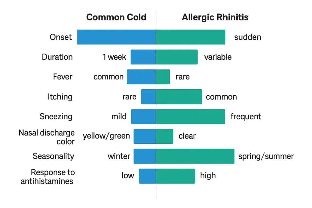 cold vs allergic rhinitis symptom comparison bar graph (1)