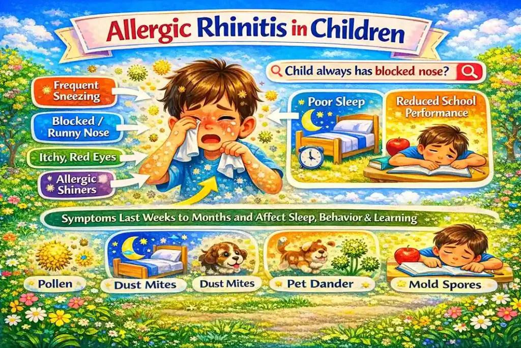 child allergic rhinitis symptoms impact infographic.webp