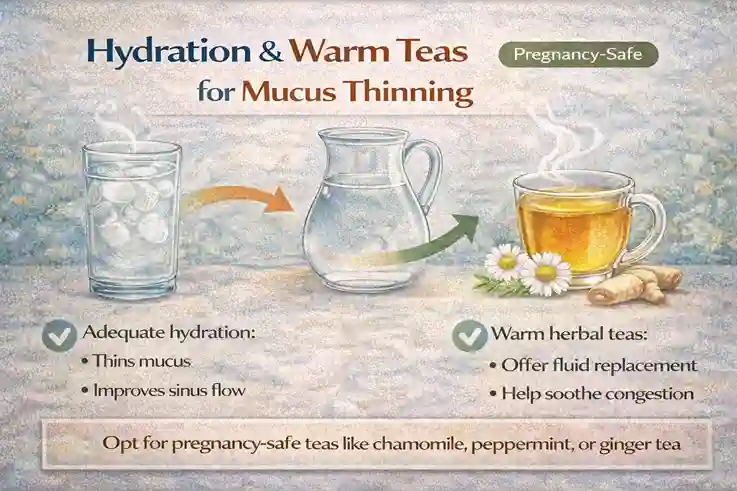 hydration and warm teas for mucus thinning during pregnancy