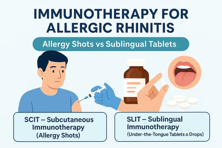 Comparison of subcutaneous and sublingual immunotherapy for allergic rhinitis.