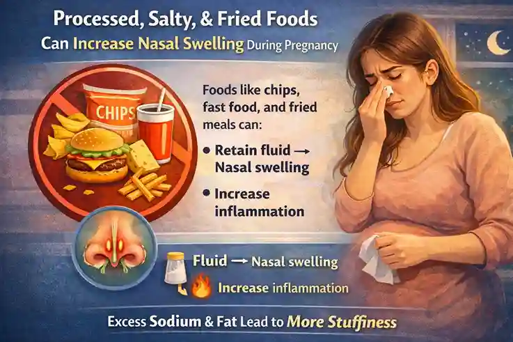 processed salty fried foods nasal congestion pregnancy