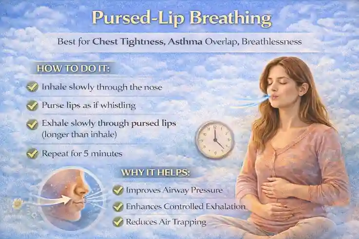 pursed lip breathing technique breathlessness asthma