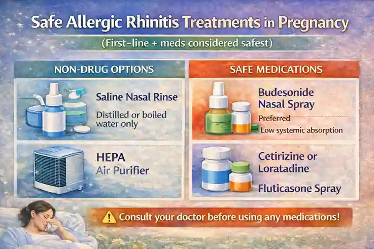 safe allergic rhinitis treatments pregnancy first line safe meds