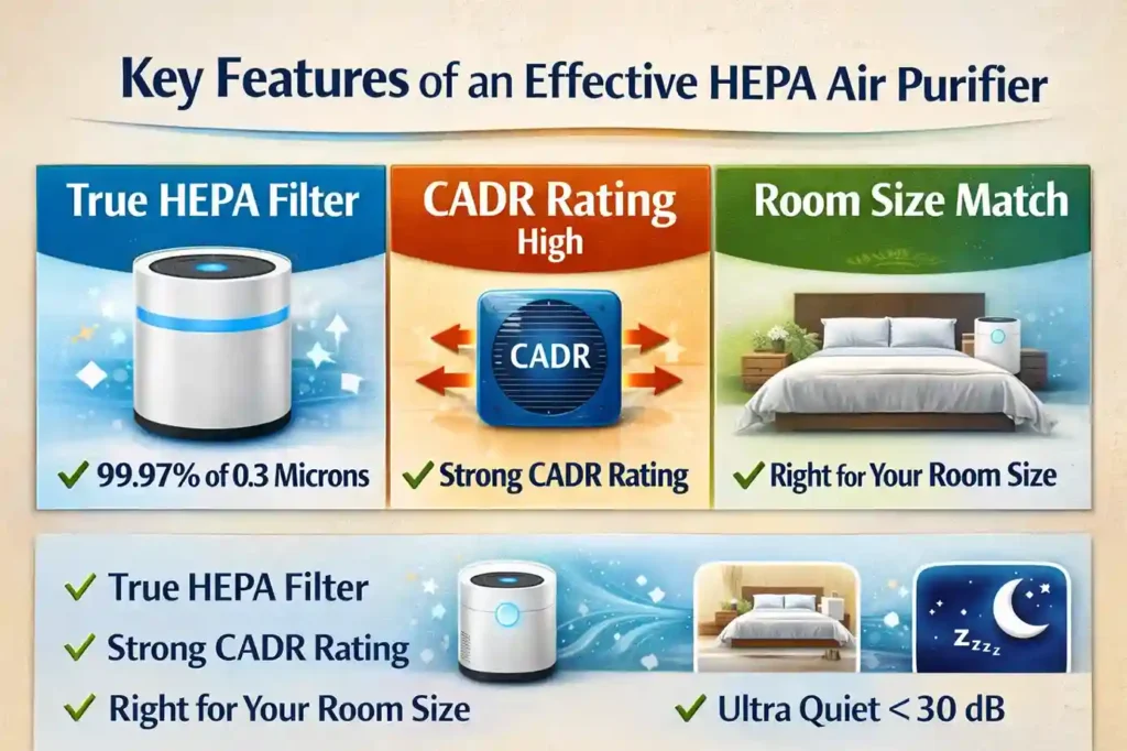 2 key features effective hepa air purifier infographic