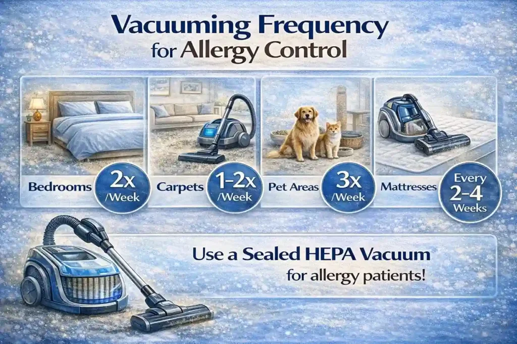 3 how often allergy patients should vacuum hepa infographic