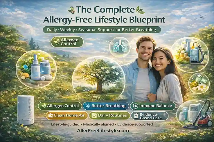 Allergy-free lifestyle blueprint for allergic rhinitis, better breathing, immunity support, and allergen control