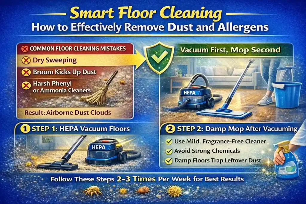3 smart floor cleaning how to effectively remove dust and allergens infographic