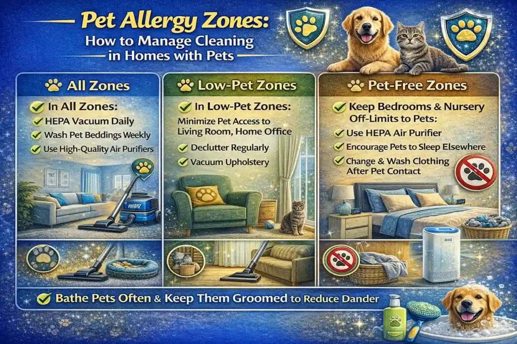 5 pet allergy zones how to manage cleaning in homes with pets infographic