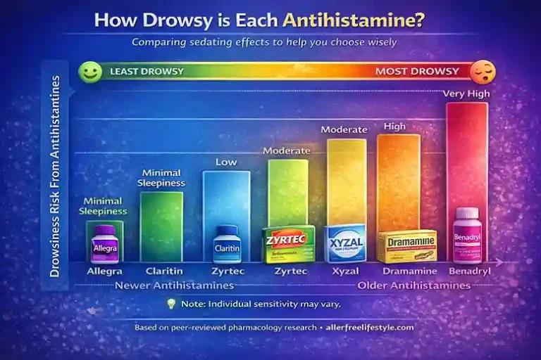 6 antihistamine drowsiness comparison bar graph