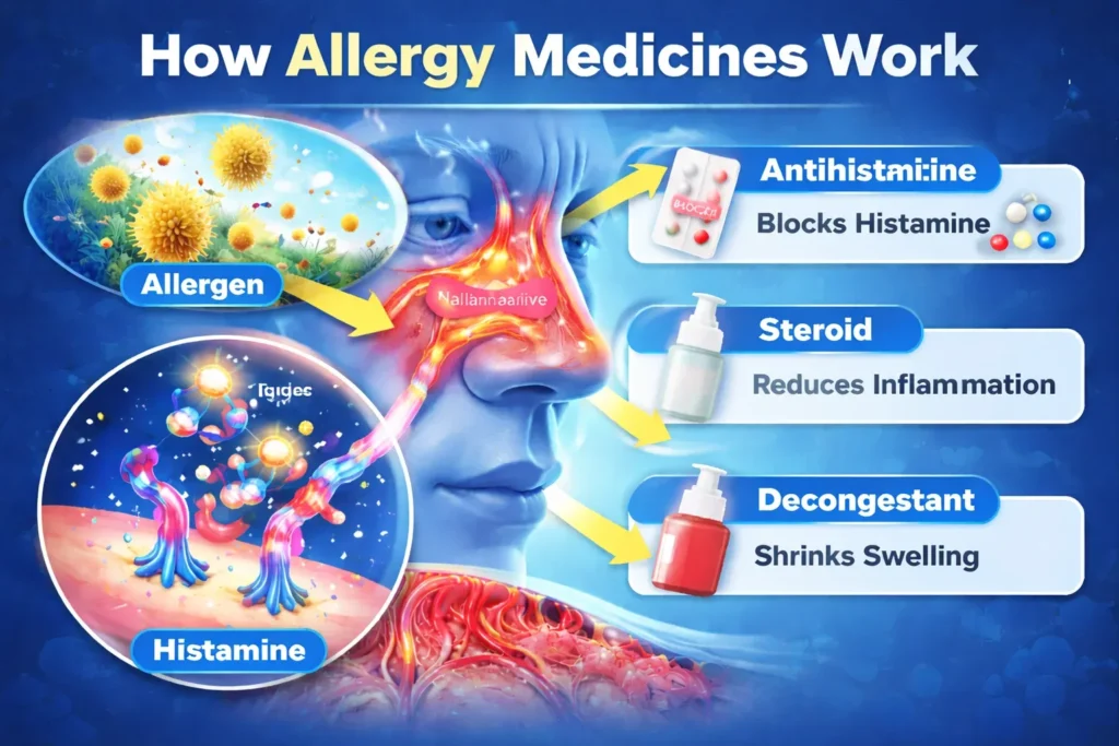 2 how allergy medicines work infographic allergic rhinitis
