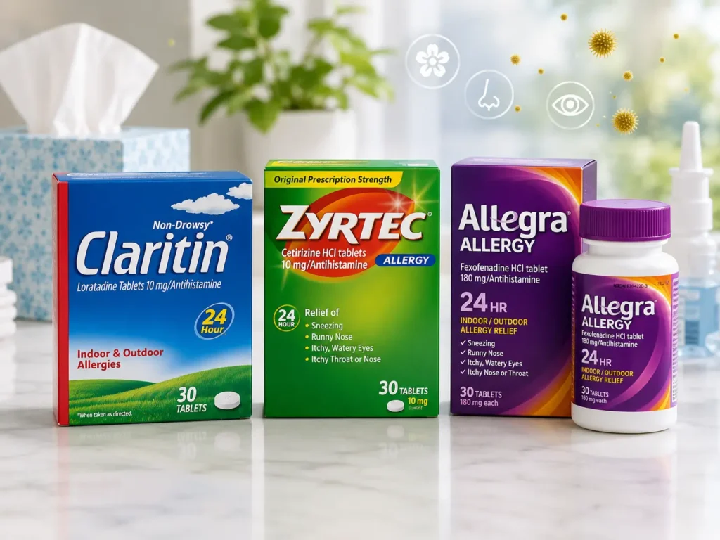 Claritin vs Zyrtec vs Allegra comparison for allergy relief and drowsiness