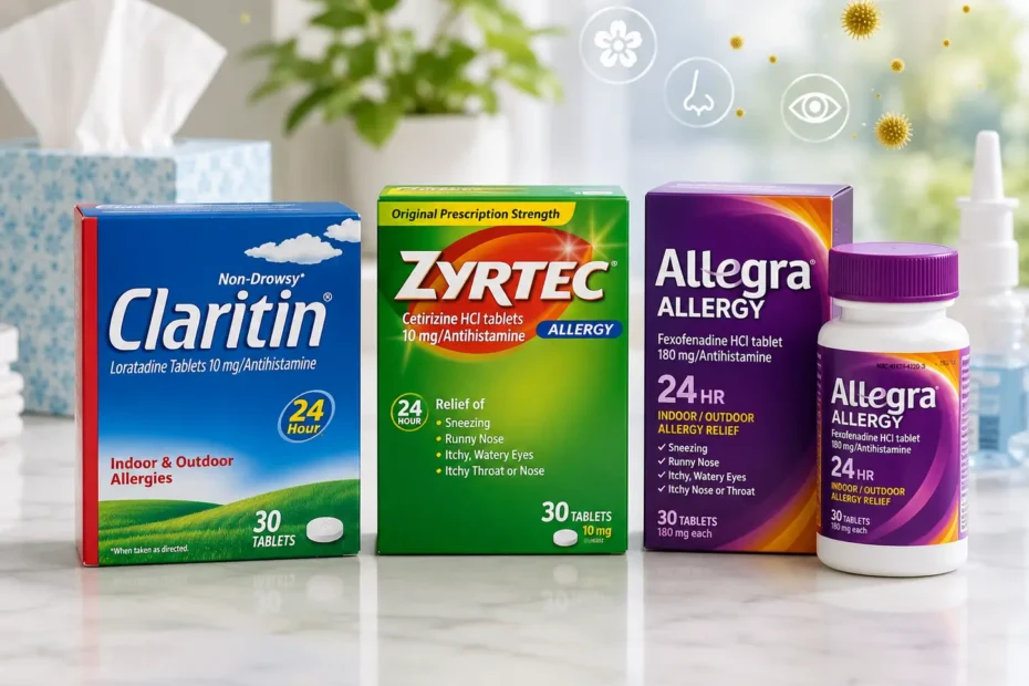 Claritin vs Zyrtec vs Allegra comparison for allergy relief and drowsiness