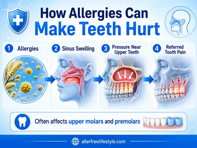 How allergies cause sinus swelling, pressure near upper teeth and referred tooth pain