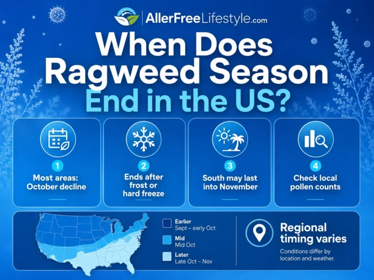 Woman outdoors during fall ragweed season in the United States