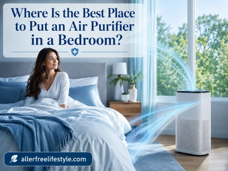 Where is the best place to put an air purifier in a bedroom with purifier placed in an open spot near the bed