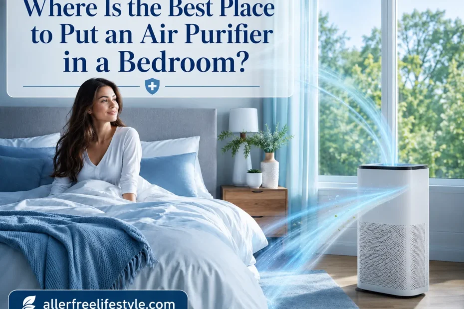 Where is the best place to put an air purifier in a bedroom with purifier placed in an open spot near the bed
